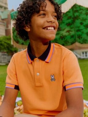 Kids Orange Polo Shirt with Contrast Collar